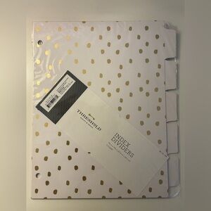 NWT Threshold White Gold Polka Dot Index Dividers Folders - 5 Count
